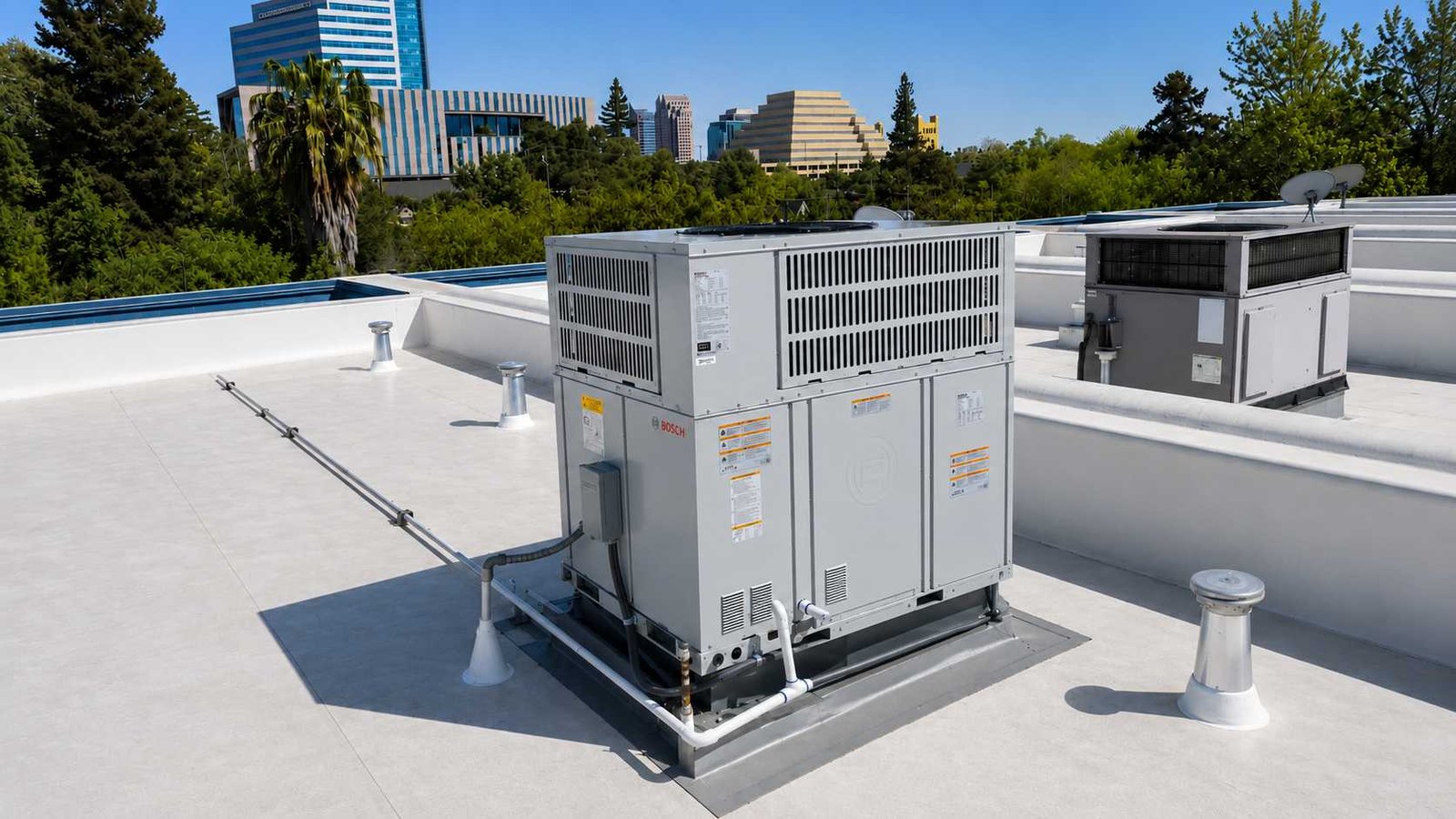 Bosch rooftop package unit installed by Levano Pro HVAC in downtown Sacramento